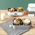thumbnail image 2 of Electric Lunch Box Stainless Steel Portable Food Warmer for School Office 2 Layer Portable Food Warmer Heating 200W, 2 of 7