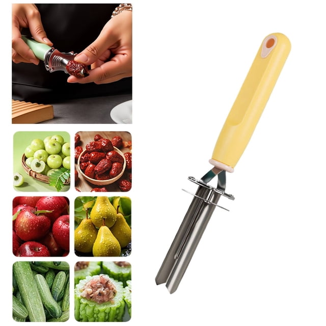 Adjustable Stainless Fruit & Vegetable Corer Tool, Multi-Size Bell-Pepper Cutter & Seed Remover, Ergonomic Grip Kitchen Gadget for Apple Pear Zucchini, Quick-Prep Stuffing & Garnish Maker, 1 Corer