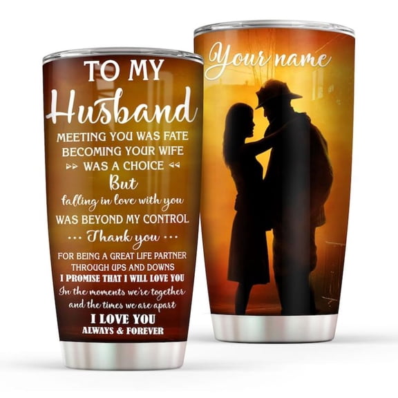 Personalized To My Husband Tumbler, Custom Couple Tumbler Coffee Cup Travel Mug, Anniversary Gift For Him, Gift For Husband, Valentines Gift