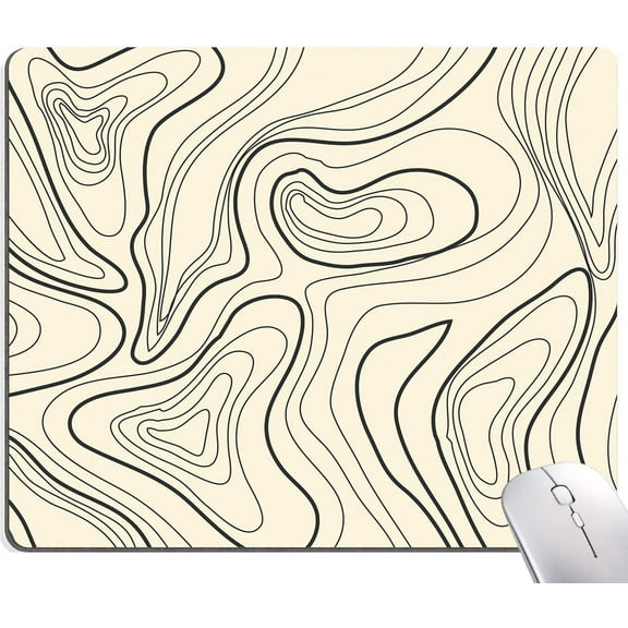 Mouse Pad, Computer Mouse Pads with Design, Mouse Mat Square Waterproof Mouse Pad Non-Slip Rubber Base MousePads for Office Laptop, Contour Line Art