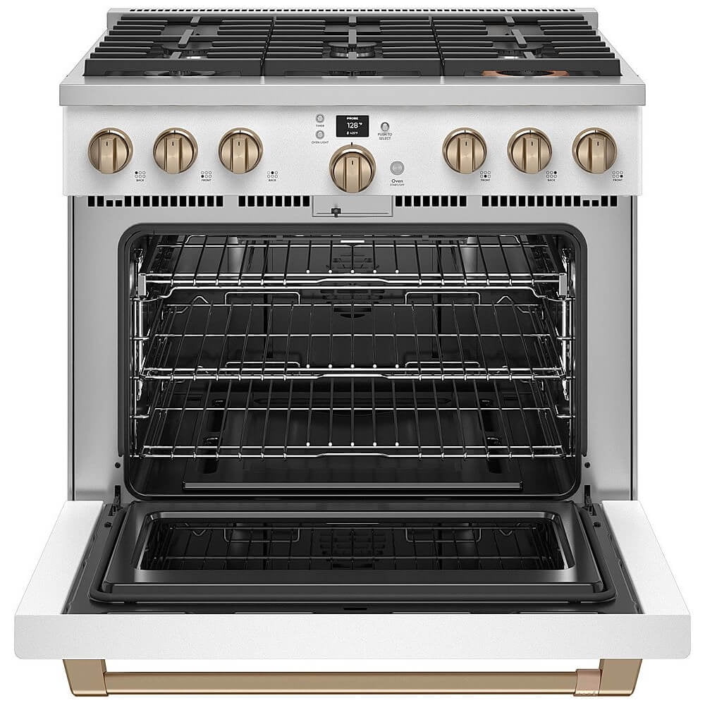 Cafe Cgy366p 36" Wide All-Gas Professional Range - Matte White / Brushed Bronze