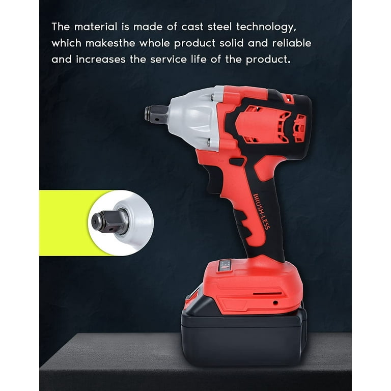 Cordless Impact Wrench 1/2 Inch Brushless High Torque Wrenches 210 ft-lbs  (280N.m) Right Angle Detent Anvil Impact Drive Set Kit 2 Battery 18V  2300RPM