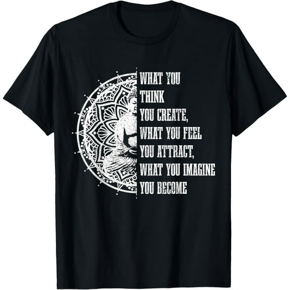 Buddha Buddhism Quote Meditation Spiritual Yoga Yogi T-ShirtMen's and women's gift, black and white T-shirt, size: Extra large S-4XL