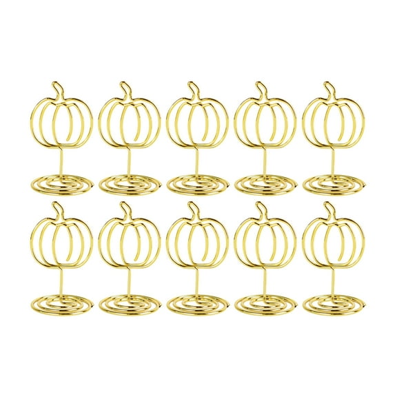 10Pcs Pumpkin Shape Table Number Holders Wire Name Card Holder Photo Stand Memos Note Clip Holder for Thanksgiving