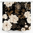 thumbnail image 3 of Black White Peony Shower Curtain Vintage Gold Leaves Flower Rustic Retro Boho Floral Botanical Bathroom Decor Waterproof Fabric 72Lx72W Inch with Hooks, 3 of 6