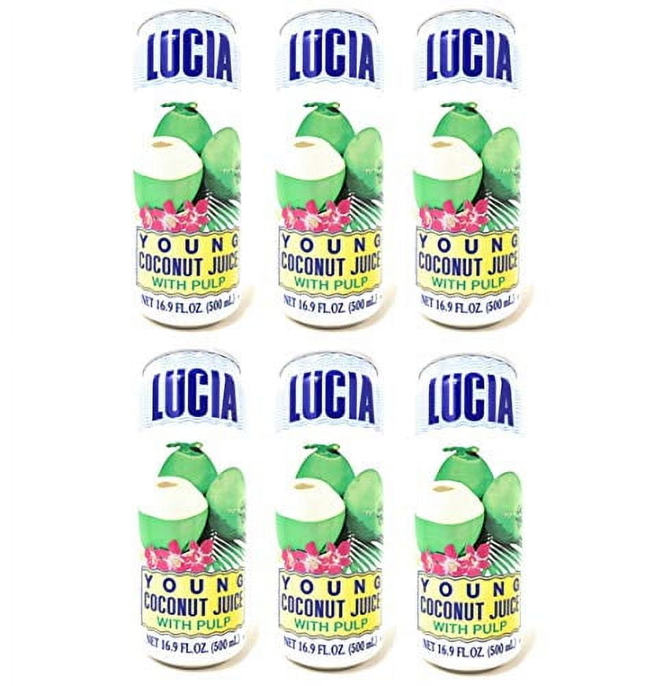 Lucia Young Coconut Juice with Pulp (6 Pack, Total of 101.4fl.oz)