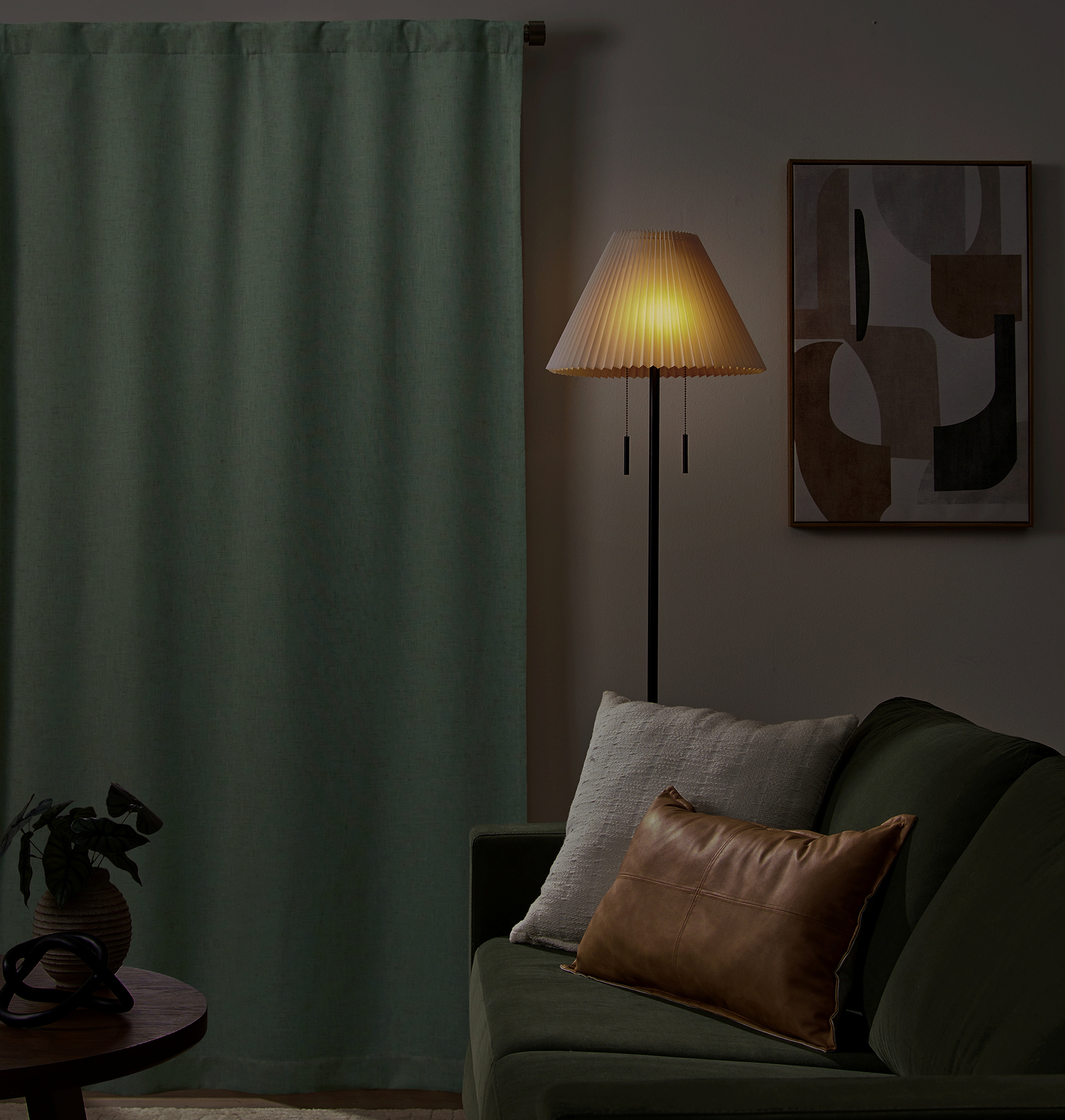 Better Homes & Gardens Textured Solid Chenille Blackout Single Curtain Panel, Green River, 50"W x 95"L