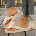thumbnail image 5 of Rokment Womens Bow Platform Wedge Dress Flip Flops with Arch Support Yoga Mat Comfortable Summer Beach Orthopedic Walking Thong Cushion Slip on Sandals Indoor Outdoor White Size 8.5, 5 of 8