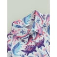 thumbnail image 6 of Boys 2 Piece Outfits 1-5T Dinosaur Print Button up Short Sleeve Shirt and Elastic Shorts Summer Formal Wear, 6 of 10