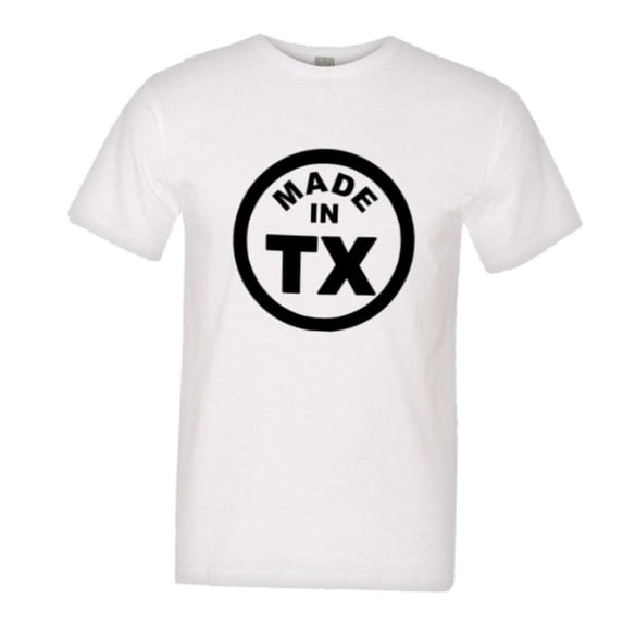 PleaseMeTees™ Mens From Born Made In Texas Longhorn TX Logo Label HQ Tee