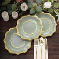 thumbnail image 2 of CUITING 25 Pack White Pink Paper Dessert Plates in Damask Floral Pattern  8” Round Disposable Salad Appetizer Plates with Scalloped Rims - 300 GSM, 2 of 11