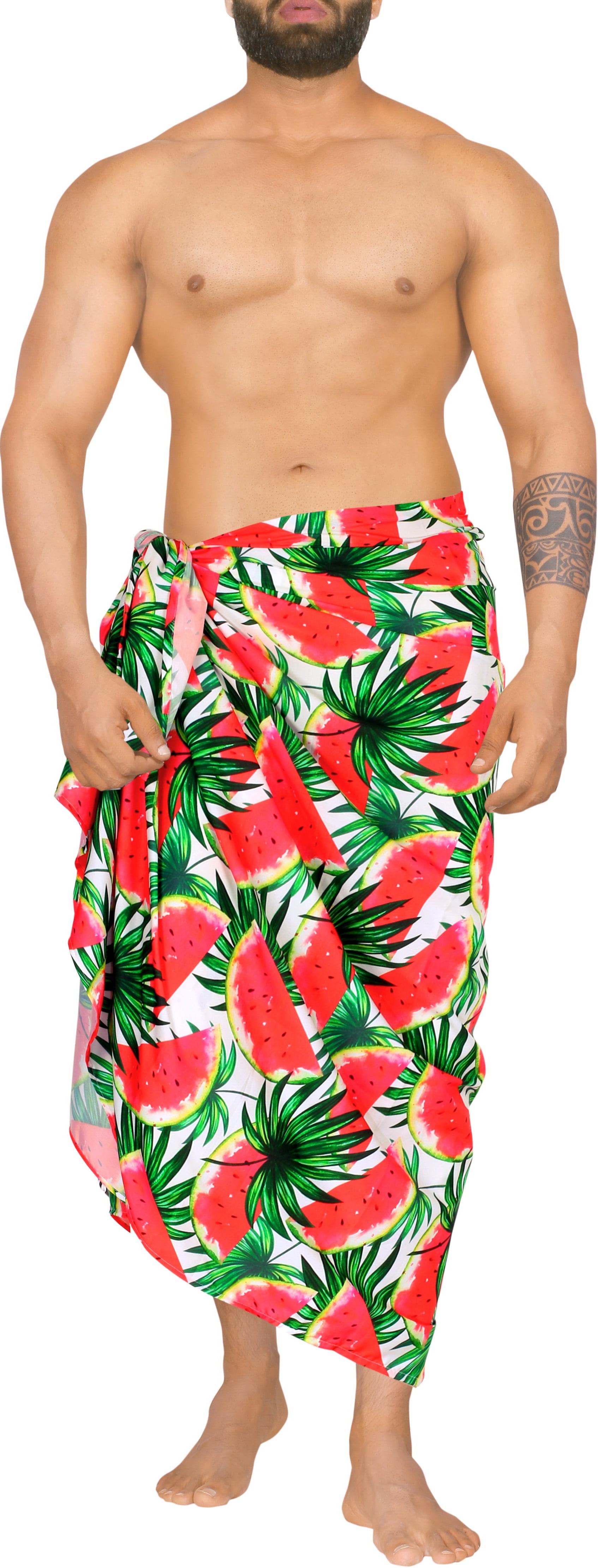 lanthaan Slecht bijvoorbeeld LA LEELA Men's Sarong Standard Beachwear Pareo Wrap One Size Red, Leaves -  Walmart.com