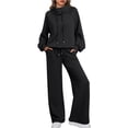 thumbnail image 1 of Conjuntos Deportivos de Dos Piezas para Mujer, Ideales para Otoño. Incluyen Sudadera con Cordón Ajustable y Pantalón Deportivo de Pierna . Negro M, 1 of 10