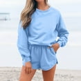 thumbnail image 2 of Women 2 Piece Outfits Sweatsuit Casual Long Sleeve Pullover and Shorts Sets Travel Tracksuit, 2 of 6
