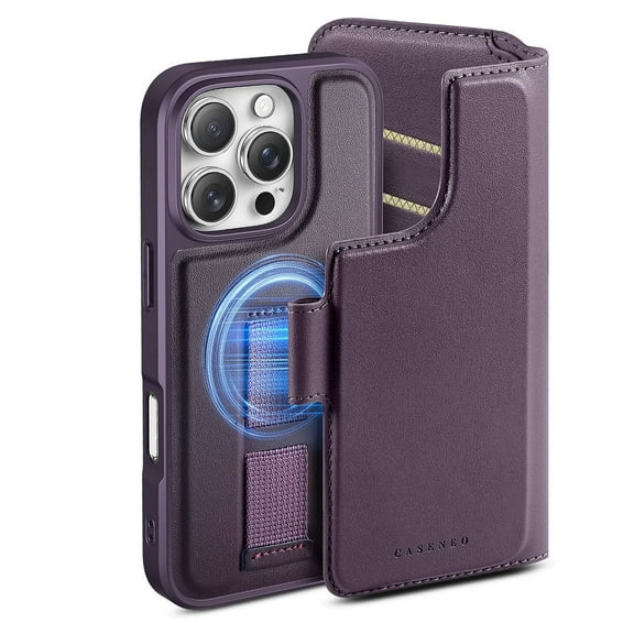 Split Into Magnetic Charging Card Slot Cell Phone Case for Iphone 16 Pro Max 15 Plus 14 13 12 Flip Wristband Stand Leather Cover