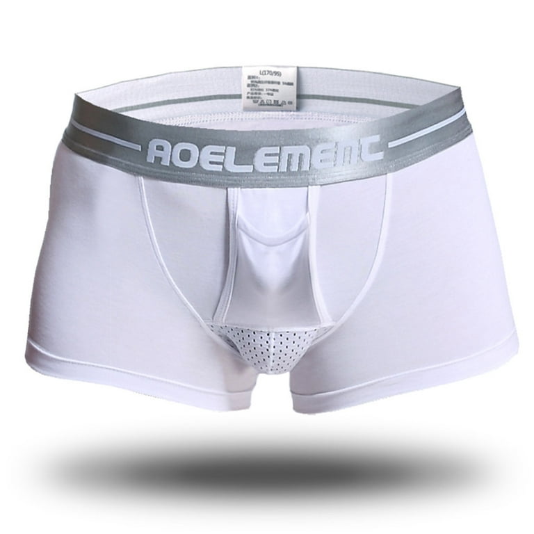 Knosfe Men Underwear Pouch Mens Boxer Briefs White XL 