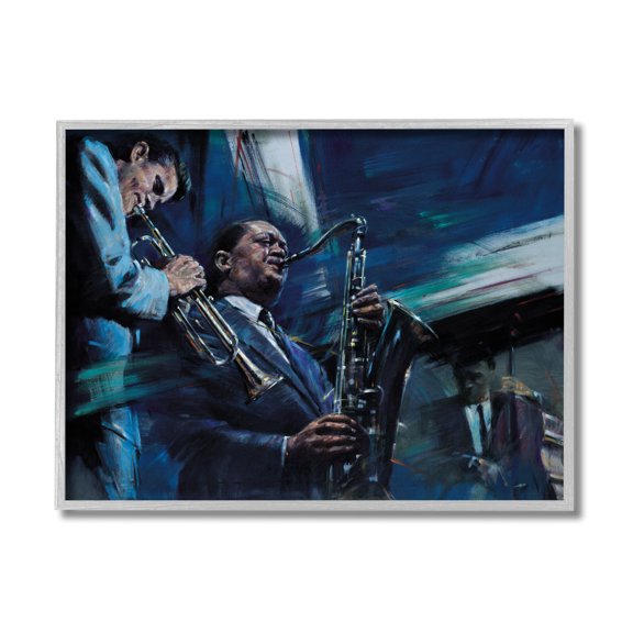 Stupell Industries Abstract Instrumental Musicians Blues Jazz Traditional Gray Framed by Jin G. Kam