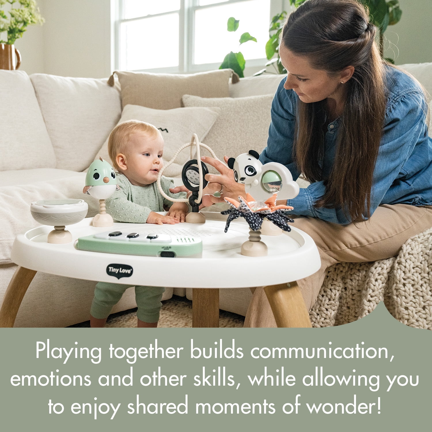 Tiny Love 5-in-1 Here I Grow Stationary Activity Center – Black & White Décor Collection