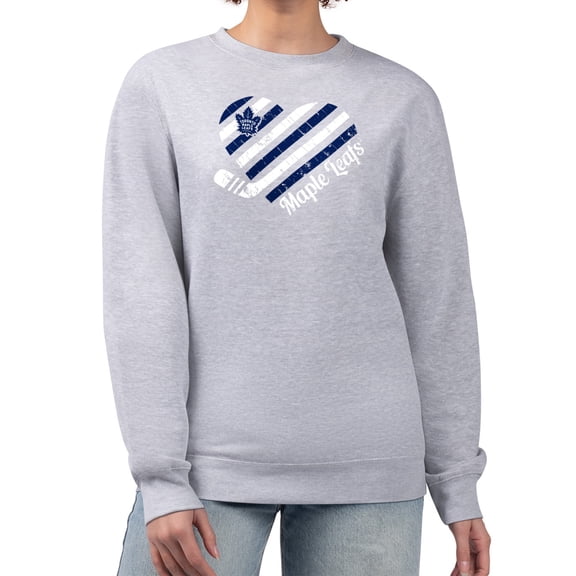 Women's G-III 4Her by Carl Banks Heather Gray Toronto Maple Leafs Heart Graphic Pullover Sweatshirt