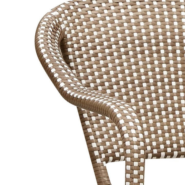 PURPLE LEAF Dining Chair Set of 2 Outdoor Dining Chairs French Hand-Woven Wicker White Print Finish Armchairs for Patio Porch Garden Indoor, Coffee