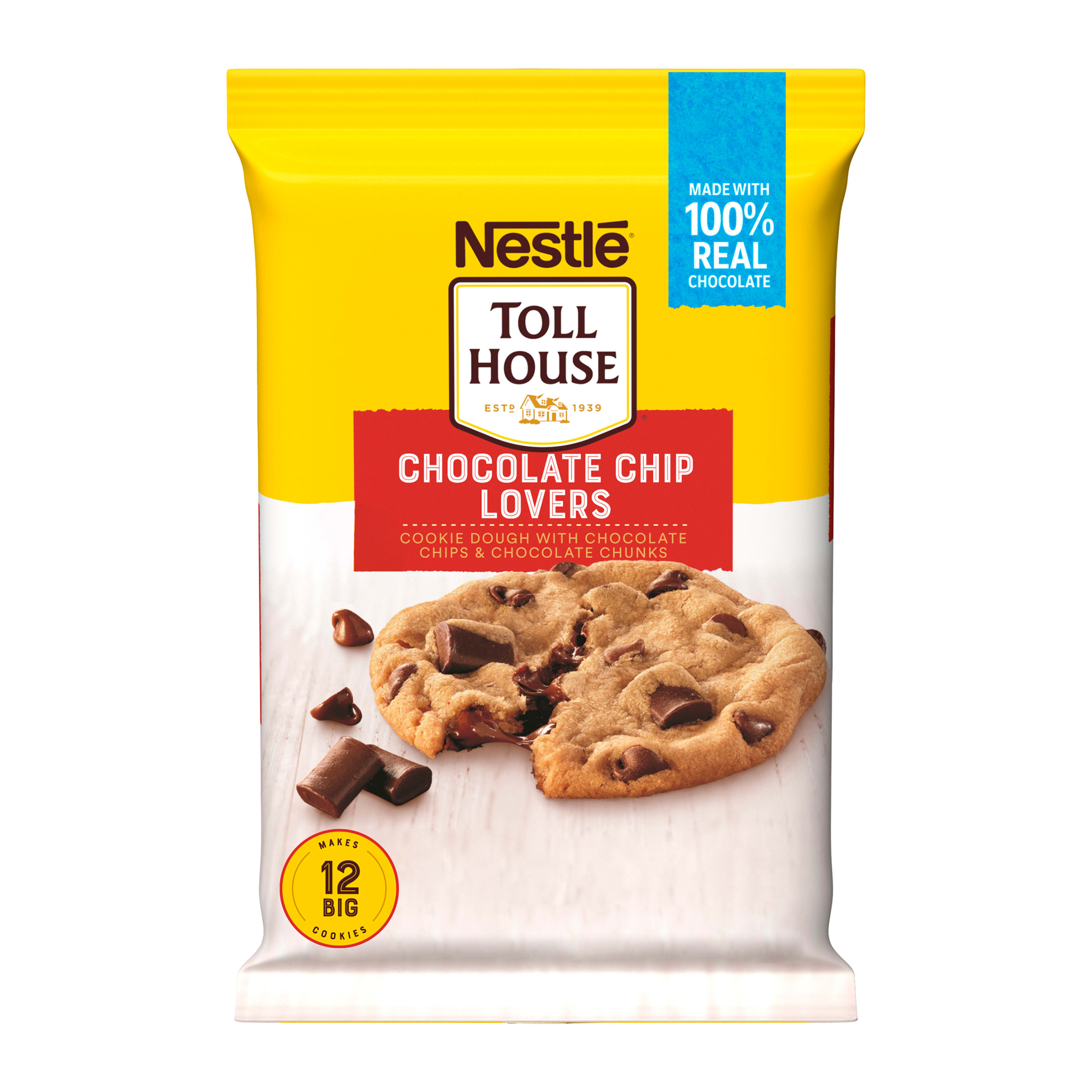 Nestle Toll House Chocolate Chip Lovers Cookie Dough, 16 oz, Makes 12 Giant Cookies - image 2 of 10
