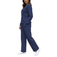 thumbnail image 6 of Zynoxe Womens Plus Size Lounge Sets Casual Solid Color Crew Neck Shirt and Wide Leg Sweatpants Sweatsuits Soft Comfy Two Piece Outfit for Daily Wear, 6 of 8