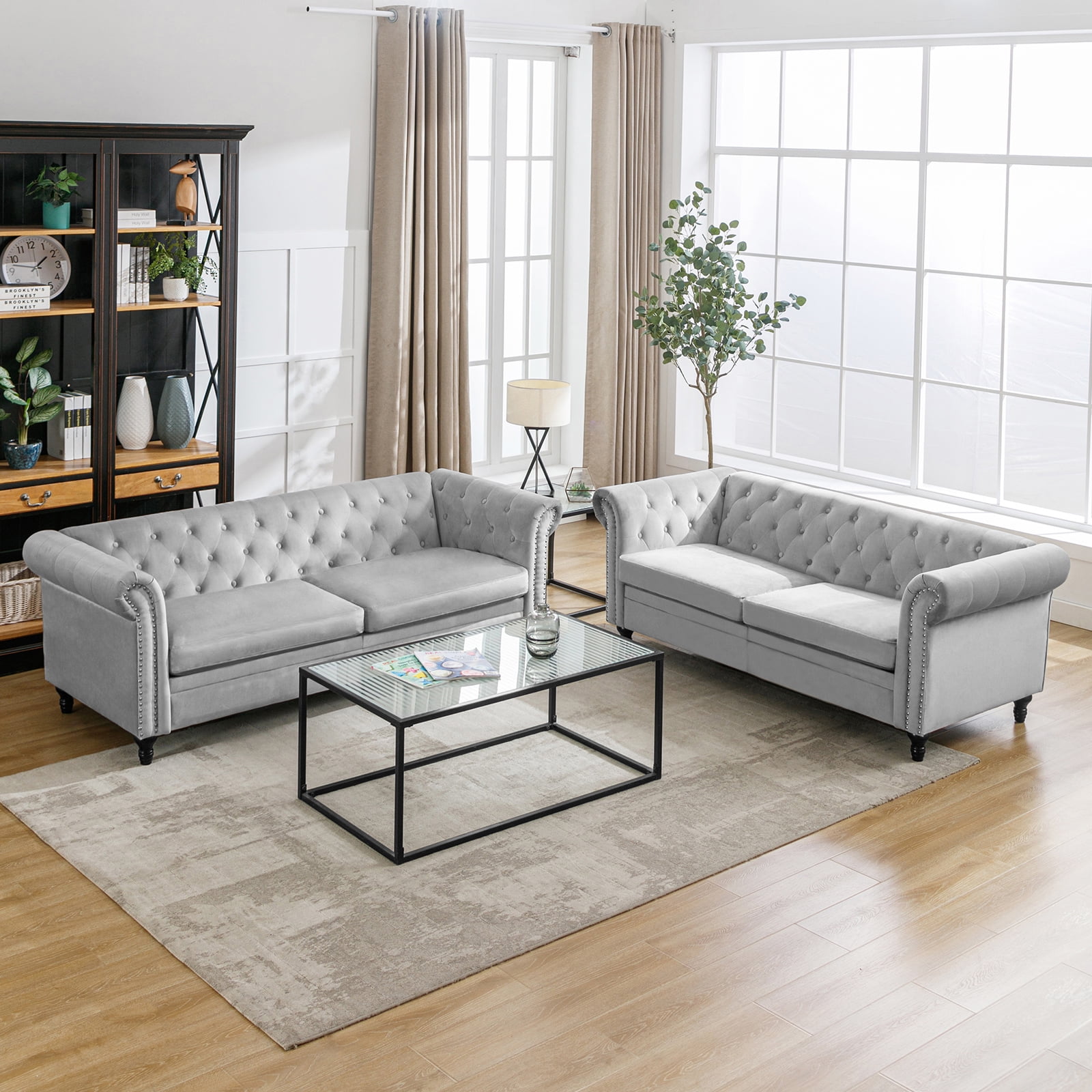 Light Grey Fabric Sofa Set Matttroy