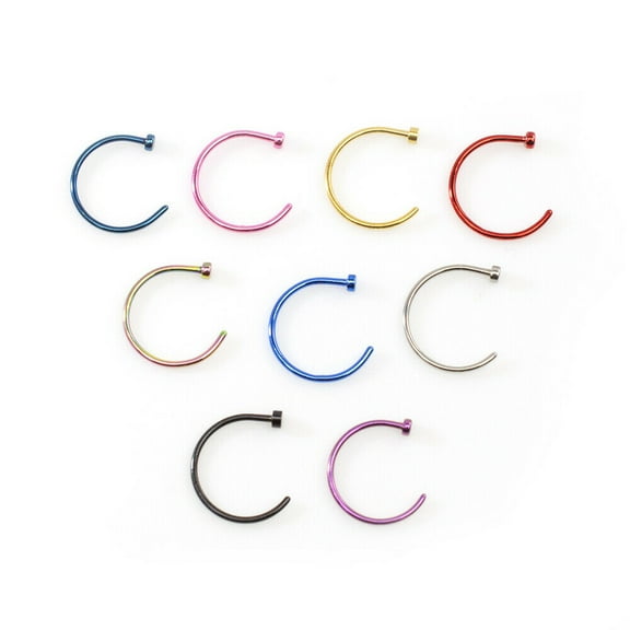 Nose Ring Pack of 5 No Duplicates Different Colors Anodized Titanium 20g _ Randomly Chosen