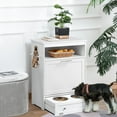 thumbnail image 2 of E-Western Pet Feeder Station & Storage Cabinet with Raised Dog Bowls, Hanger, White, Compact Pet Food & Water Organizer, MDF, 36.75" L x 20" W x 8.25" H, 2 of 8