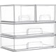 thumbnail image 2 of Juego de 4 cajones de almacenamiento apilables, contenedores organizadores de plástico transparente para suministros de baño, ideal para organización de gabinete, despensa, cuarto de, 2 of 8