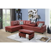 Golden Furniture Sectional Sofa Set, Faux Leather Sofa, Chaise Sectional Set with Ottoman
