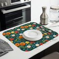 thumbnail image 3 of Pioneer Flower Floral Print Pattern Kitchen Dish Drying Mat 1 Pack, Ultra Absorbent Microfiber Drainer Mat, 16"x18", 3 of 6
