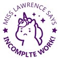 thumbnail image 1 of Printtoo Personalized Teachers Stamp Incomplete Work! Teachers Name Self-Inking Rubber Stamp Giving Feedback For Students Classroom & Homework Supplies,Purple - 30 x 30 mm, 1 of 6