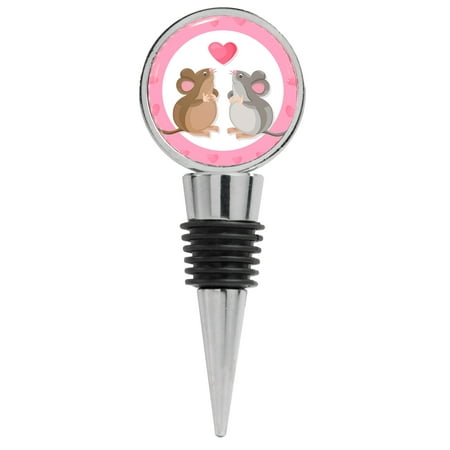 

Illustration of Two Mice in Love with Pink Hearts Wine Stopper