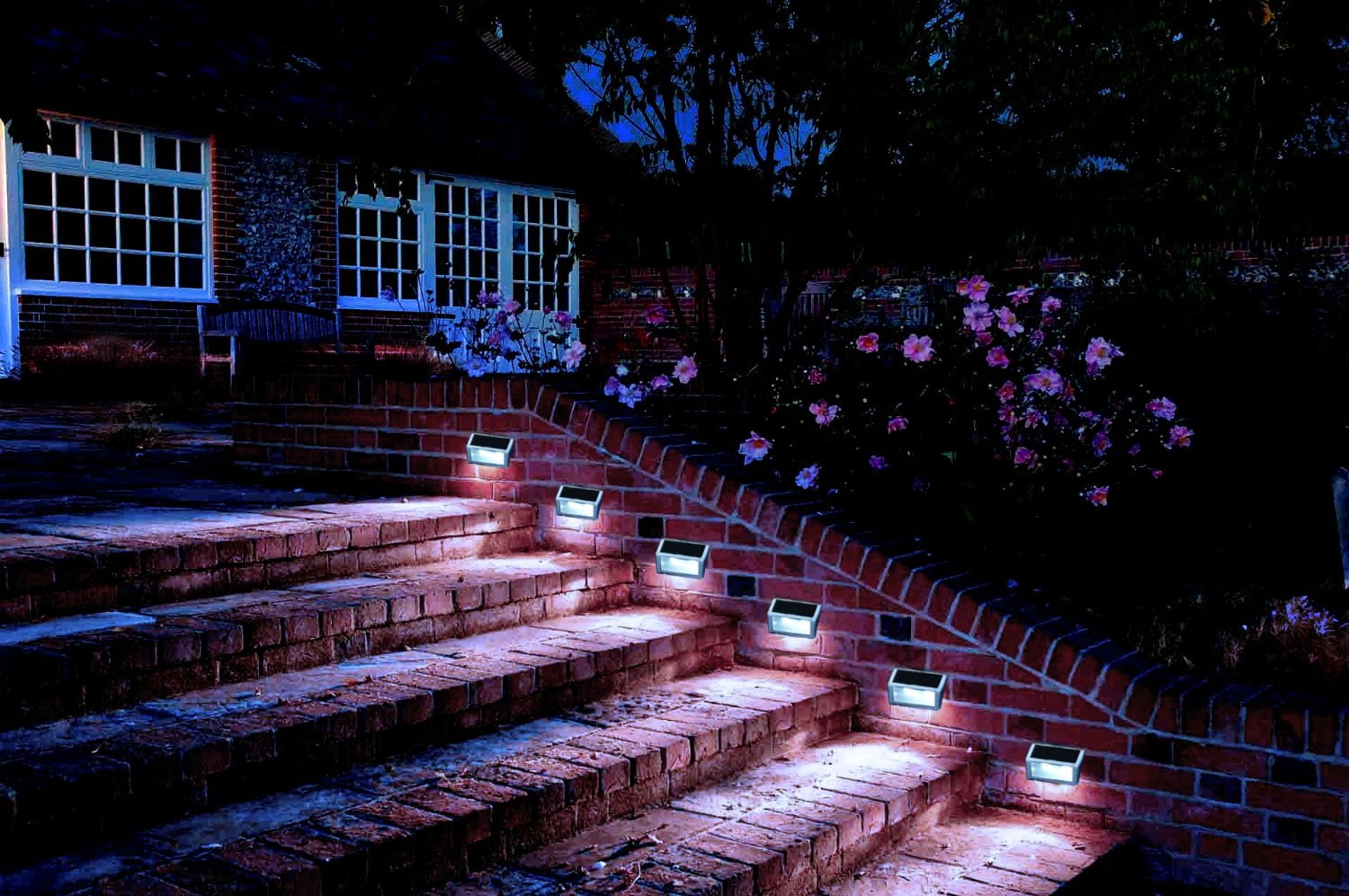 Hoont Pack Of 4 Outdoor Stainless Steel Led Solar Step Light Hoont Pack Of 4 Outdoor Stainless Steel Led Solar Step Light Illuminates Stairs Deck Patio Etc Com