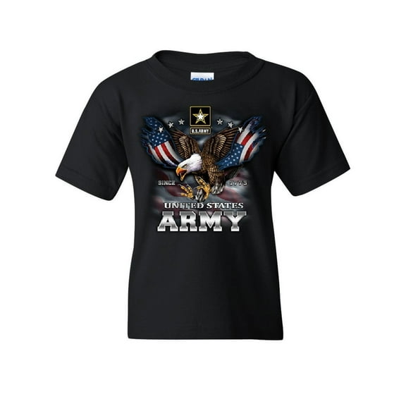 Tee Hunt United States Army Youth T-Shirt Bald Eagle Army Strong Since 1775 USA Kids Tee