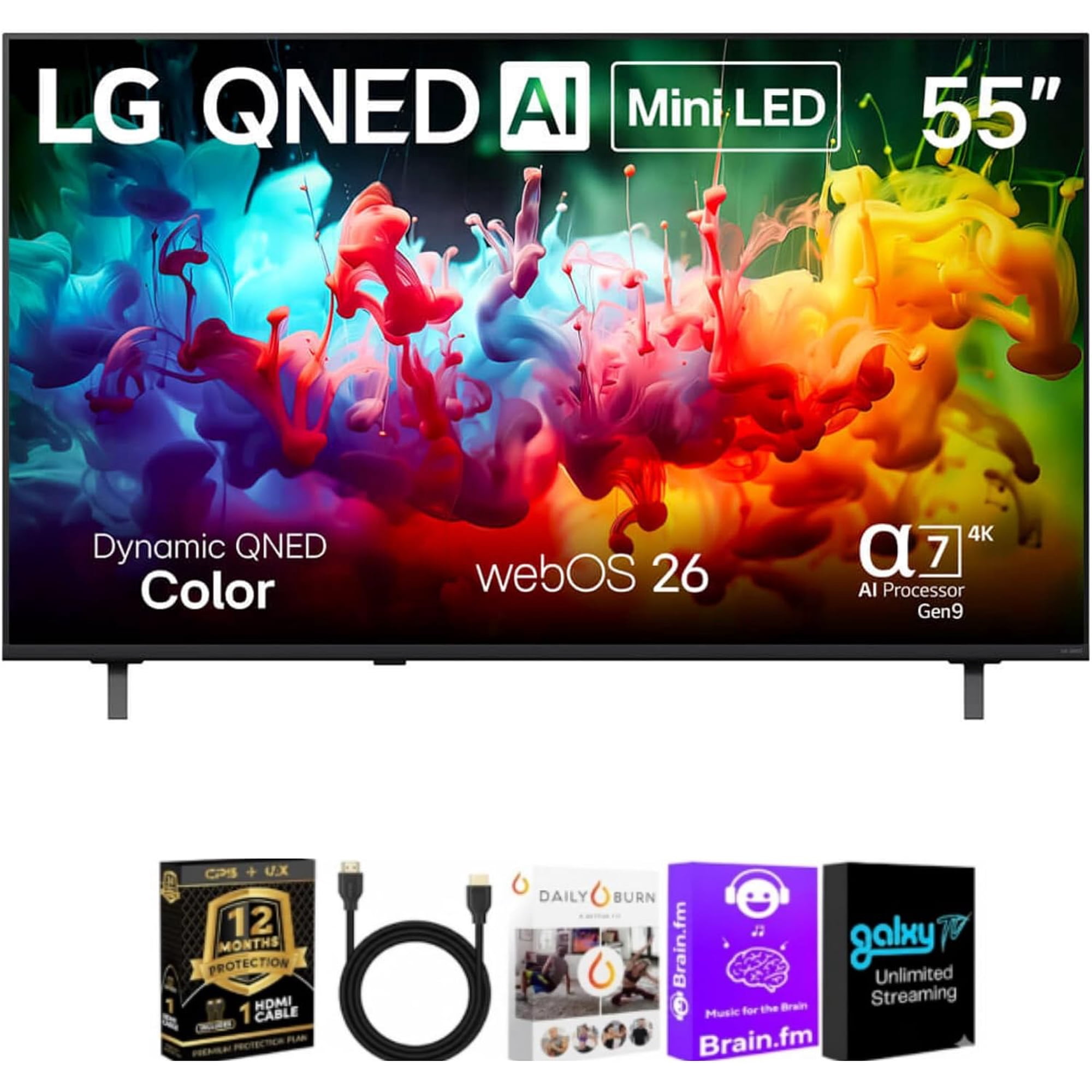 LG 55" QNED75B 4K Smart TV Bundle, 55QNED75BK1