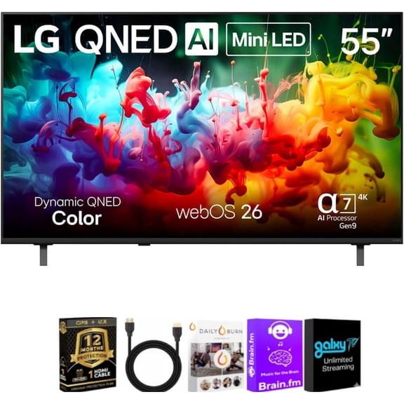 LG 55" QNED75B 4K Smart TV Bundle, 55QNED75BK1