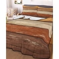 thumbnail image 3 of Quilts Full Size, Farmhouse Burnt Orange Brown Soft Comforter Bedding Set for Bed, Vintage Wooden Striped Lightweight Quilted Bedspread with Pillow Cover(2 Pieces) for All Season, 78x90 Inch, 3 of 6