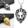 thumbnail image 5 of Punk Men's antirust Steel Animal Lion Head Shape Pendant Necklace, 5 of 5