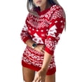 thumbnail image 1 of Gvmfive Women Long Sleeve Print Sweater Jumper Dress Christmas Xmas Party Evening Mini Dresses, 1 of 8