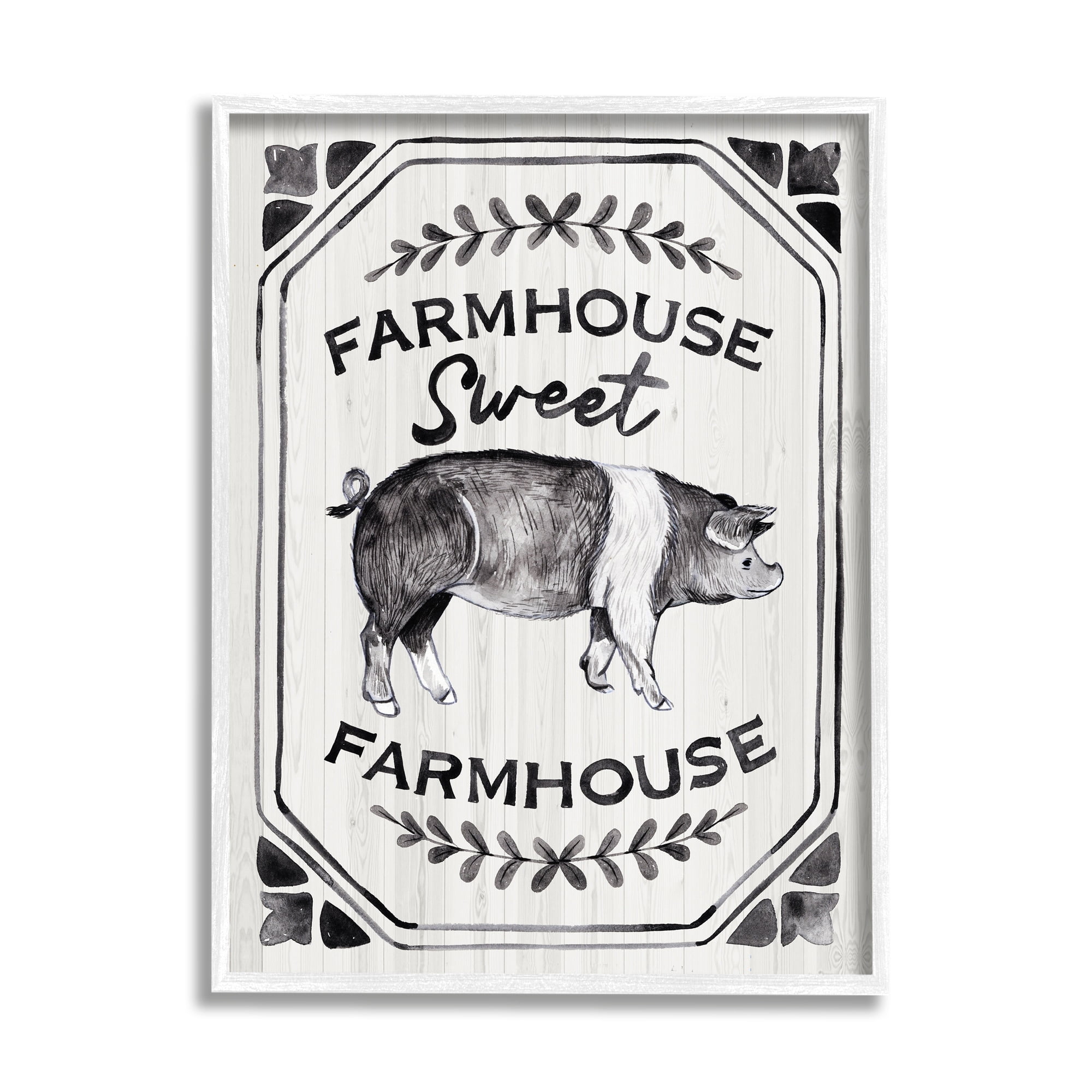 Stupell Industries Farmhouse Sweet Farmhouse Sign Vintage Farm Pig Illustration, 24 x 30,Design by Arrolynn Weiderhold