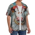 thumbnail image 2 of Yiaed Vintage Colorful Floral Cow Print Mens Casual Wrinkle Free Shirts Short Sleeve Button Down Summer Stretch Dress Shirt-Large, 2 of 5