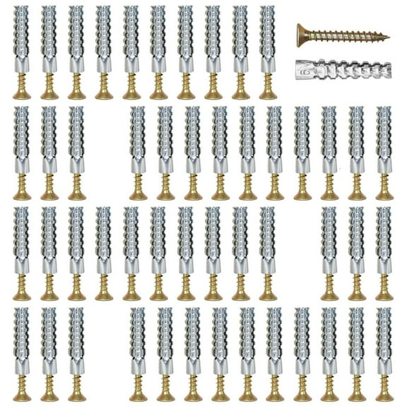 50Pcs Metal Expansion Screws Concrete Wall Anchors Expansion Bolt Fastener Tapping Screws Pipe Drilling Plug