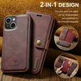 thumbnail image 2 of For iPhone 14 DG.MING Crazy Horse Texture Detachable Magnetic Leather Phone Case,Red,For iPhone 14, 2 of 9