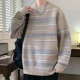 thumbnail image 2 of Suéter de punto a rayas con forro polar para hombre, grueso y cálido, estilo Harajuku, de cachemira, estilo vintage coreano, ropa popular, suéteres de punto para hombre, 2 of 4