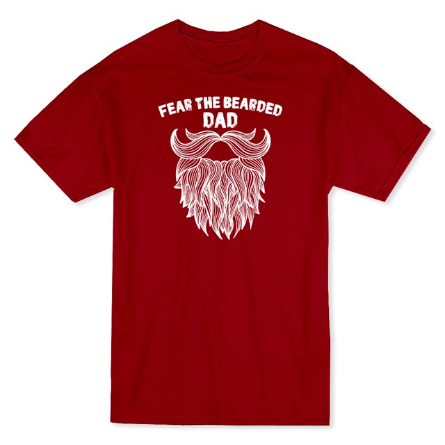 Fear The Bearded Dad Funny Graphic Men's Cardinal Red T-shirt
