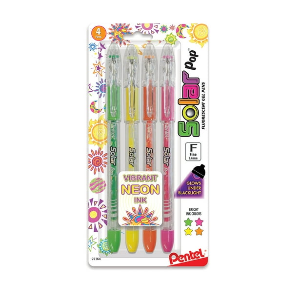 Pentel Solar Pop Neon Gel Pen Set, 4-Colors