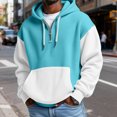 thumbnail image 3 of Men's Versatile Daily Quarter-Zip Hooded Waffle Knit Sweatshirt, Thickened Fleece Texture Pullover, Fall Spring Casual Wear,Sky Blue,M, 3 of 5