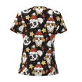 thumbnail image 3 of Goofa Cute Dog Panda Pattern Womens Deep V Neck Low Cut Tops Casual Summer Short Sleeve Ribbed Knit T-Shirts-XX-Large, 3 of 5
